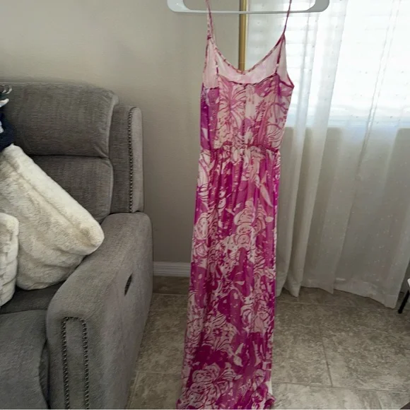 Lilly Pulitzer Maxi Dress Deanna SILK Va Voom Purp Wanderlast Pink LUREX - Picture 5 of 5